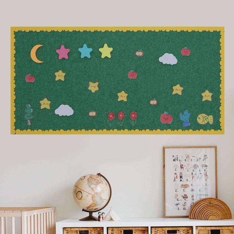 毛毡留言板聚酯纤维吸音板幼儿园包边框自粘照片墙装饰背景墙贴