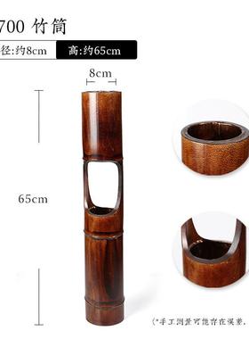 竹筒插花器竹子摆件中式日式禅意复古茶席竹制器皿花盘插花花瓶