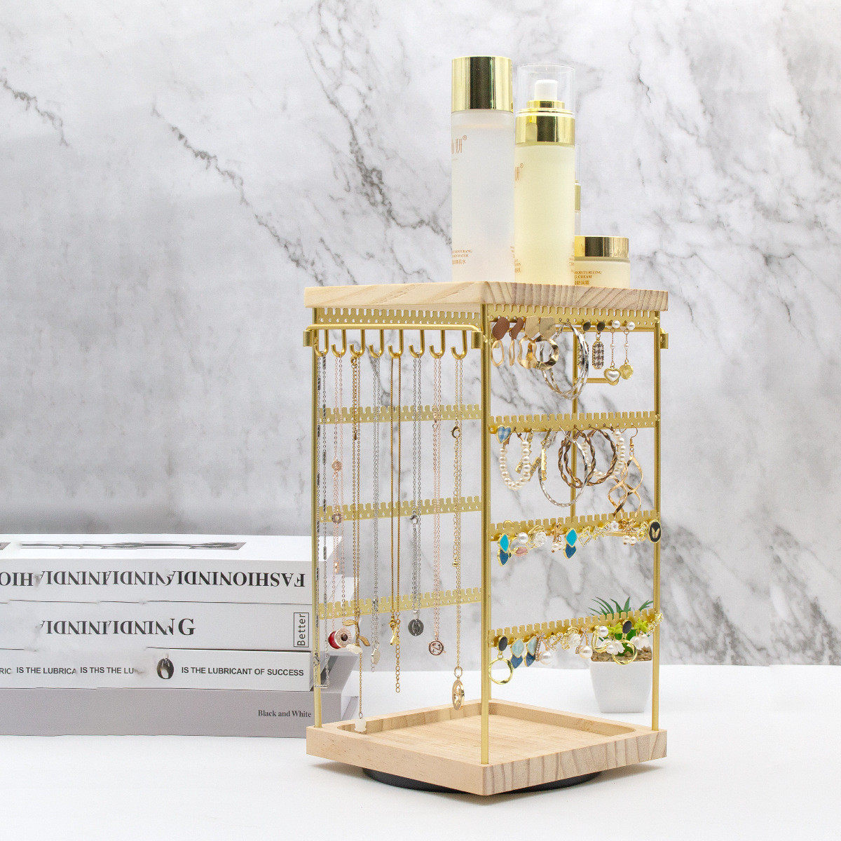 木质可旋转桌面方形首饰展示架铁艺木底座珠宝耳环耳饰展示收纳架,办公设备/耗材/相关服务,3D打印机配件,淘宝优惠券,粉丝福利购,淘宝优惠卷