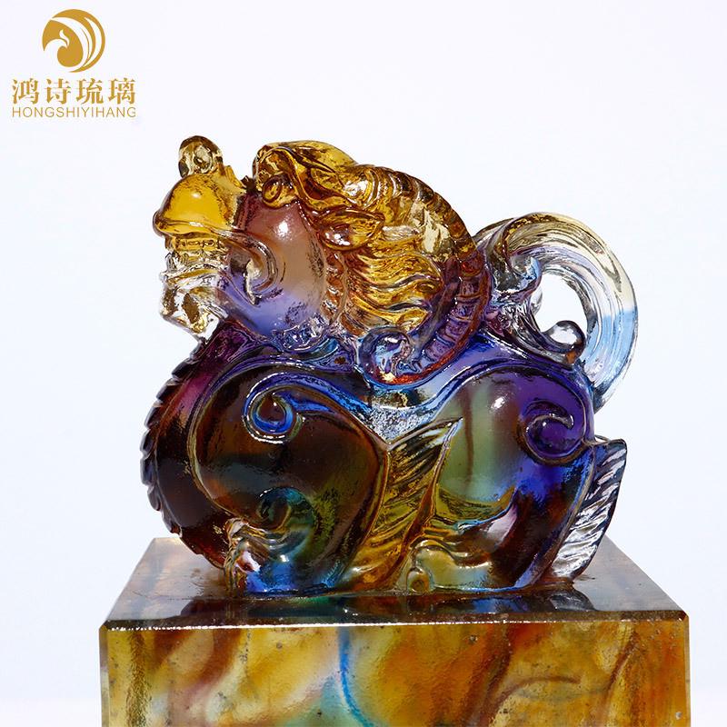 淄博琉璃印章摆件刻名字篆刻办公室老板桌装饰品送设计印章工艺