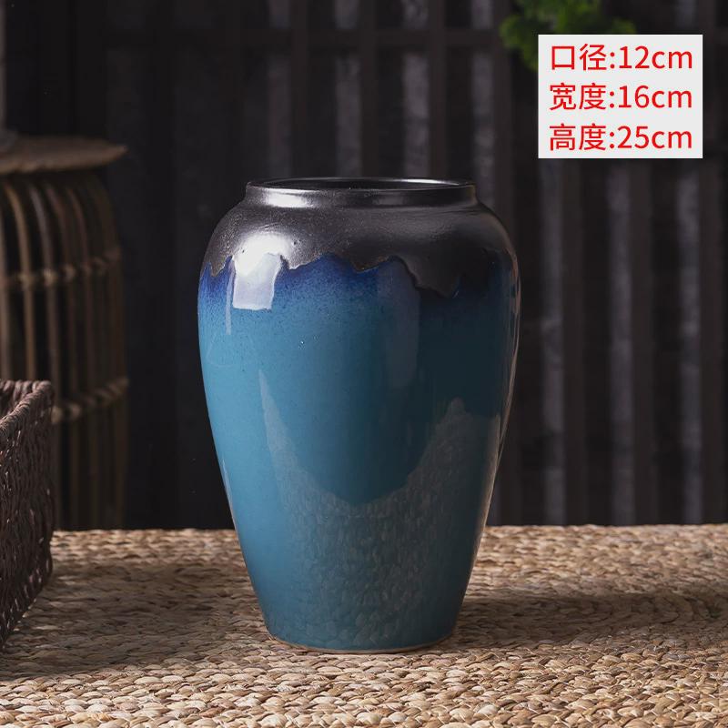 景德镇台面装饰摆件插干花陶瓷花器客厅玄关花瓶粗陶陶罐水养花盆