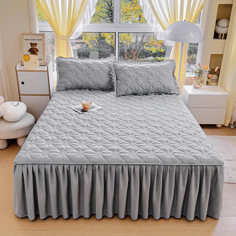 水洗棉床裙式床罩单件纯色夹棉防尘保护套1.5米1.8床单床笠垫防滑,床上用品,床裙,淘宝优惠券,粉丝福利购,淘宝优惠卷
