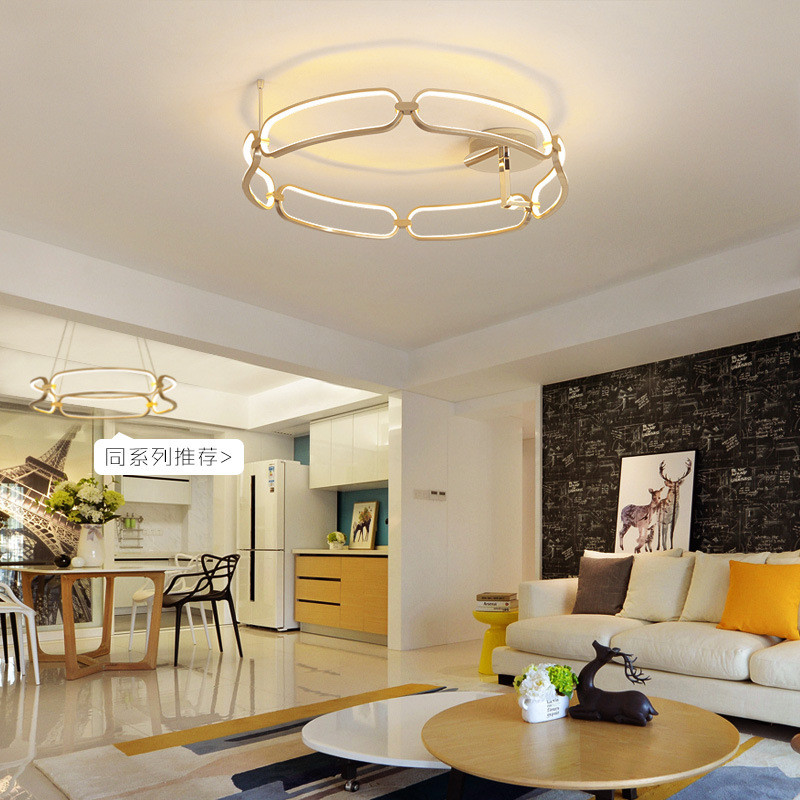 卧室吸顶灯创意个性艺术灯后现代轻奢灯具现代简约圆环北欧客厅灯