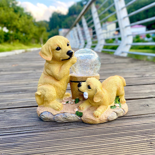 家居阳台小夜灯盆景狗户外花园太阳能灯庭院景观树脂摆件