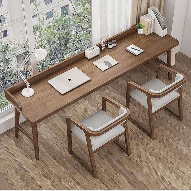北欧儿童双人书桌卧室实木长条学习桌简约家用电脑办公桌椅组合