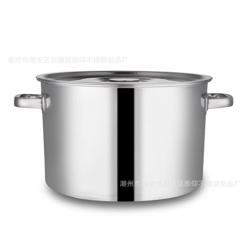 厂家直销304不锈钢矮桶加厚家用储水汤锅双耳带盖商用圆桶汤桶