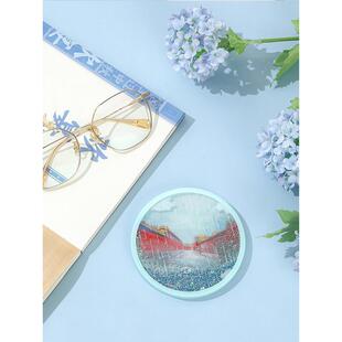 故宫角楼咖啡中国风紫禁城流沙杯垫防滑垫硅胶垫创意生日新年礼物