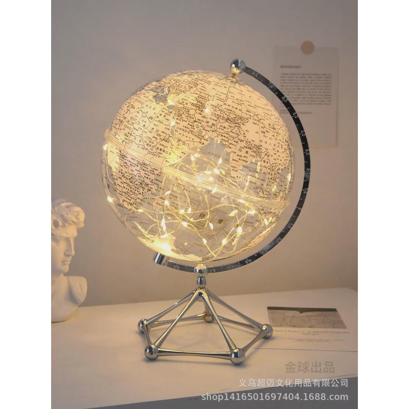 轻奢透明地球仪灯光带地球仪夜光装饰轻奢高档客厅办公室桌面装饰