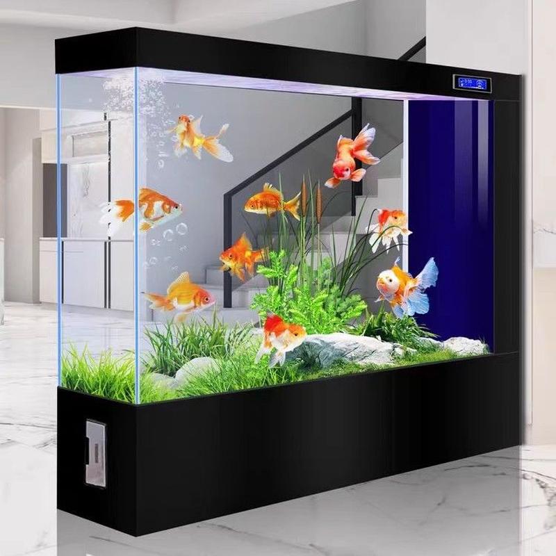 w網4超白玻璃生态鱼缸客厅家用新款屏风隔断免换水族箱懒人方形金