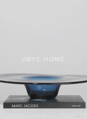 热销简约现代风海蓝时玻璃水果盘摆件房间电视柜家居茶几收纳托盘