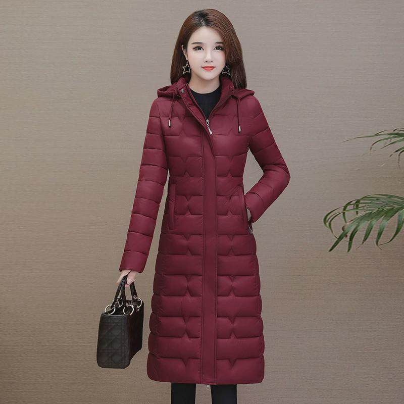 反季特卖羽绒棉服女中长款长款显瘦长过膝轻薄棉衣冬季