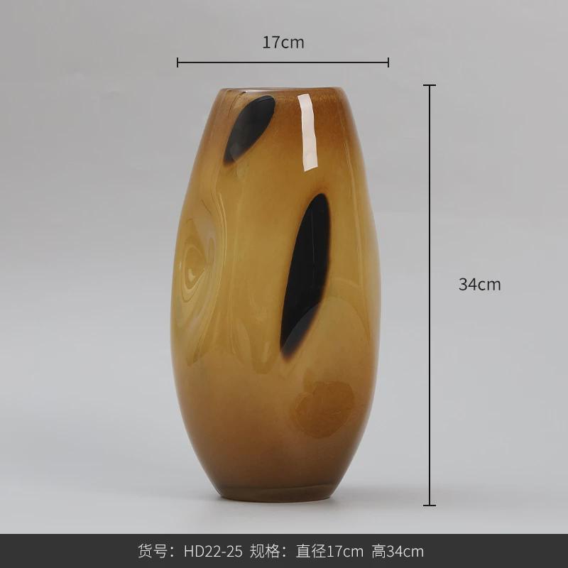博西家居新中式茶花瓶黑色圆点棕色家居设软装饰品水培花器批发