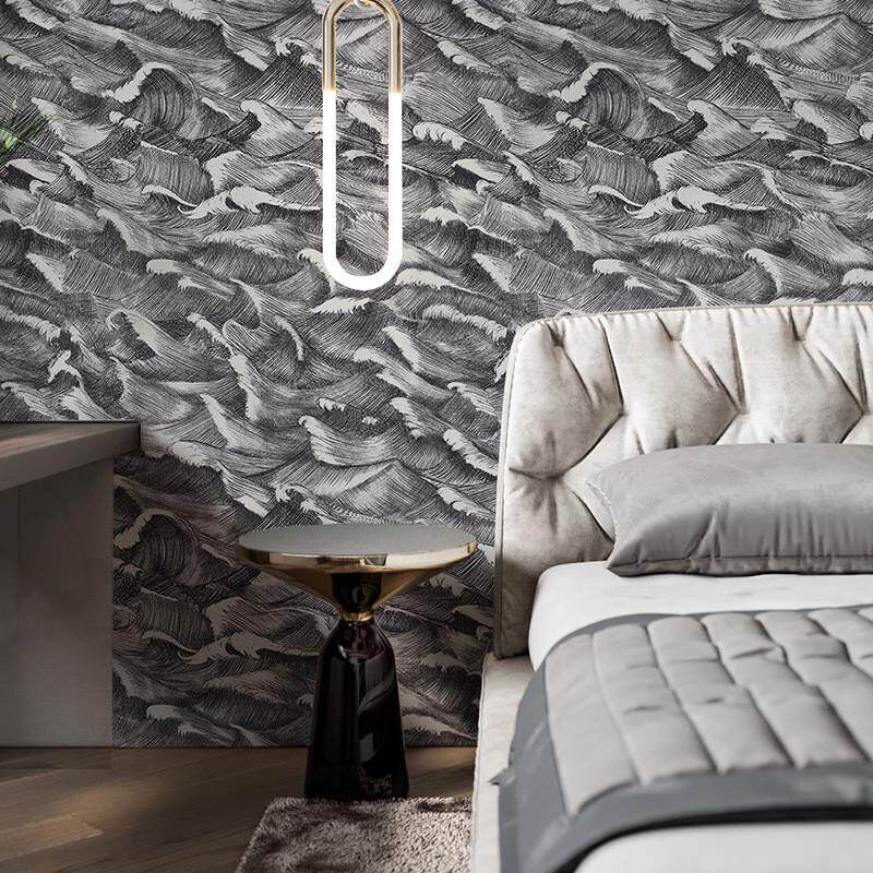 北欧风格墙纸现代简约无纺布客厅卧室背景墙乌云波浪海浪灰色壁纸,家装主材,无纺布墙纸,淘宝优惠券,粉丝福利购,淘宝优惠卷