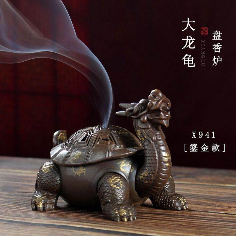 工厂直供创意家用熏香炉铜合金盘香炉大龙龟室内茶道仿古檀香炉