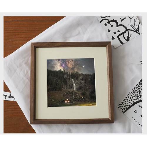 实木相框方形6寸实木画框洗照片胡桃木手作榫卯相框装饰相框摆台