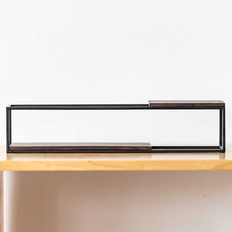 v6oq铁艺茶棚手工黑檀木杯架茶具收纳置物架展示架茶桌茶室