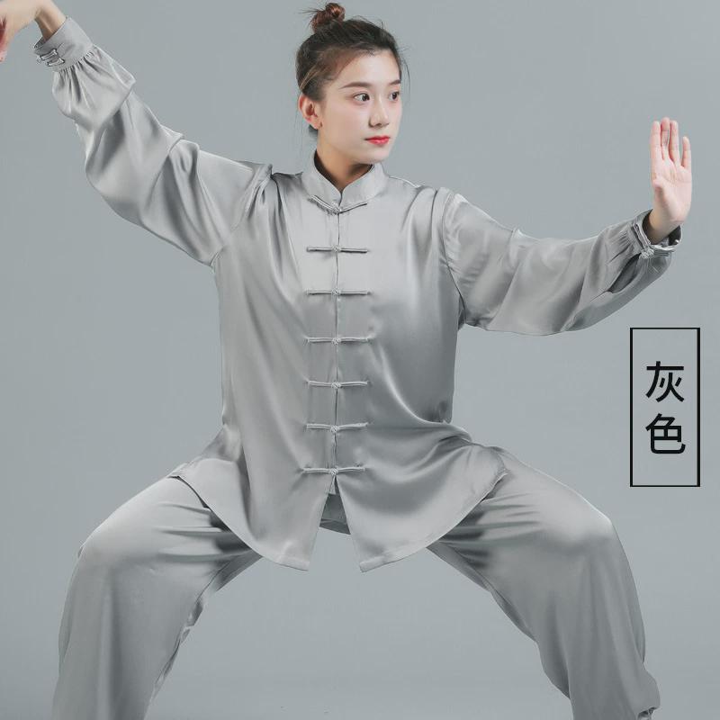 醋酸冰丝太极服男女新款凉爽透气太极服装女款太极拳服练功武术服