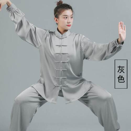 醋酸冰丝太极服男女新款凉爽透气太极服装女款太极拳服练功武术服