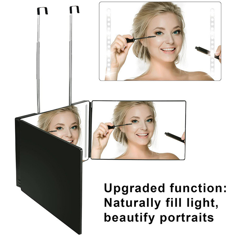 led化妆镜家用可伸缩悬挂带灯三面镜折叠新款男士理发镜批发