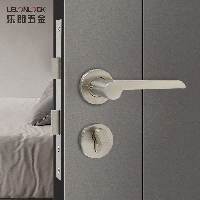 304不锈钢分体锁锁具门把手室内门锁卧室房门执手防火