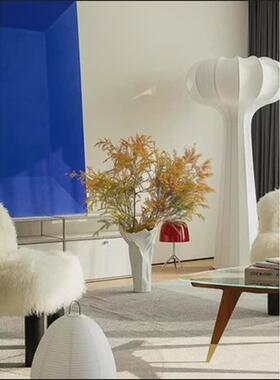 不规则大花瓶现代侘寂白色花器酒店玄关入户售楼部样板房插花摆件