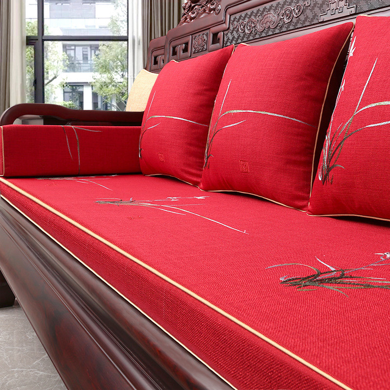 乳胶垫红木沙发坐垫高密度海绵罗汉床垫套高端新中式实木椅子垫子
