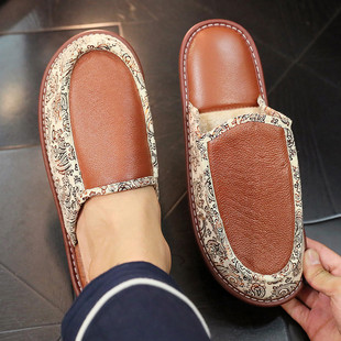 居家皮拖鞋男女室内防滑木地板凉拖情侣家用春夏秋季家居皮拖鞋