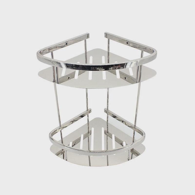 304不锈钢三角架厨房置物架双层浴室篮墙上转角架卫生间壁挂