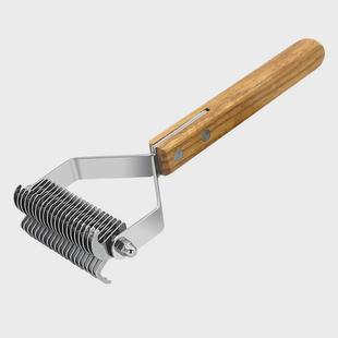 梳去浮毛刷木柄梳子清洁 脱毛宠物实木开结梳双面二合一新款