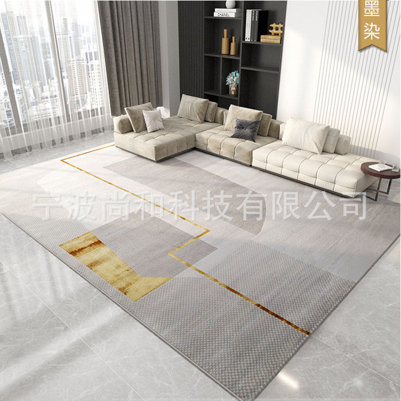 现代简约地毯客厅卧室地垫美ins风北欧欧式床边黑白灰茶几垫轻奢