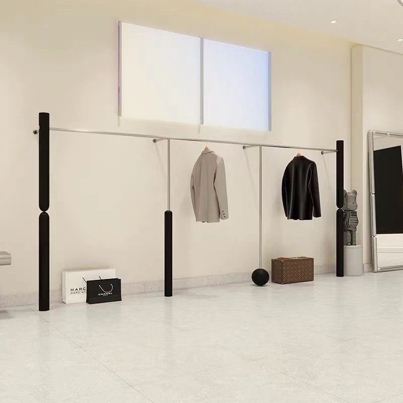 不锈钢拉丝墙上壁挂服装展示架服装店专用网红陈列架上墙架可定制