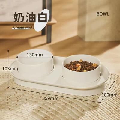猫碗陶瓷月半碗防黑下巴倾斜猫咪款饭碗水碗小型犬狗碗防打翻食盆