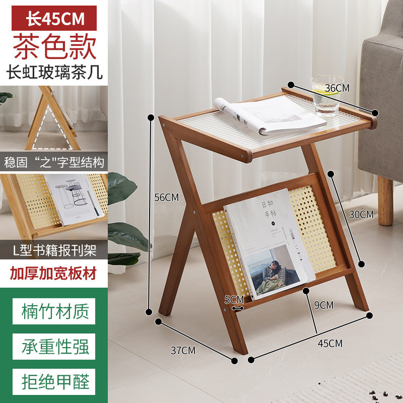 沙发边茶几轻奢小户型小桌子茶水间移动茶台客厅家用简约玻璃角几