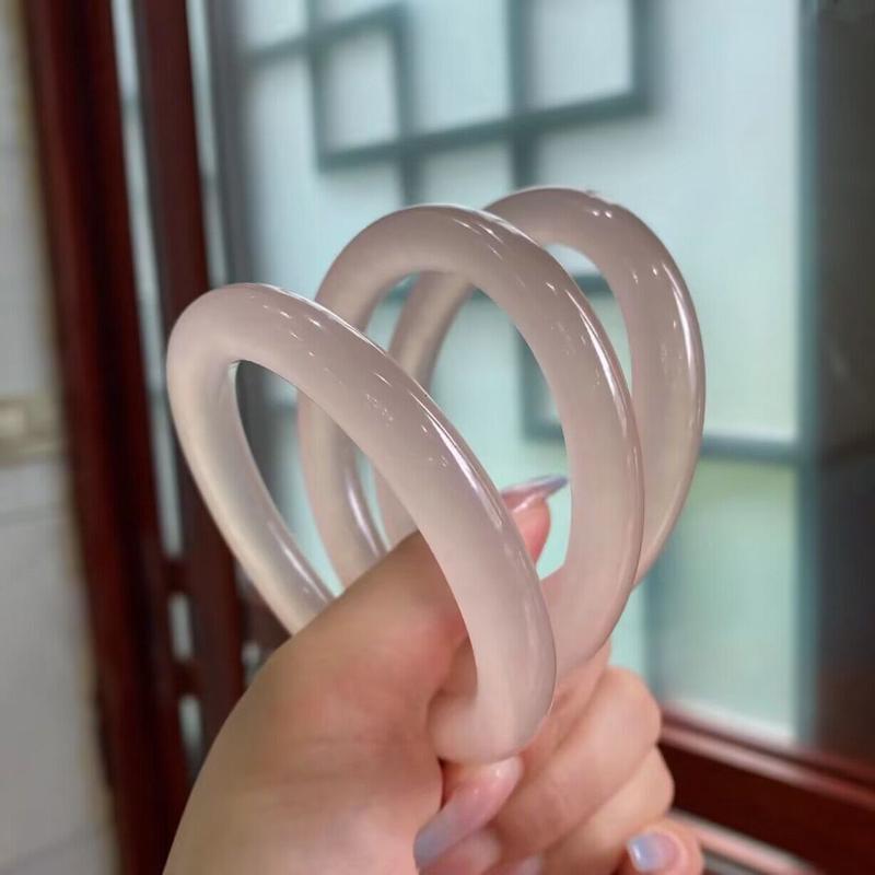 包邮冰种藕粉色阿富汗玉手镯女款粉色透玉石阿富汗玉镯子速发货源