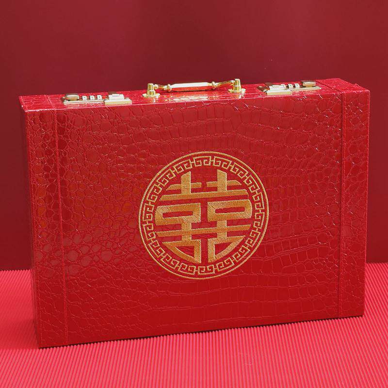 彩礼钱盒子红色礼金盒结婚提亲万元聘礼箱包订婚用品大全10万箱子