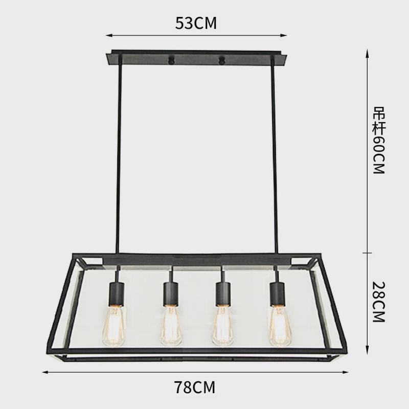 美式乡村工业风复古吊灯loft吧台黑色玻璃箱创意个性铁艺餐厅灯具