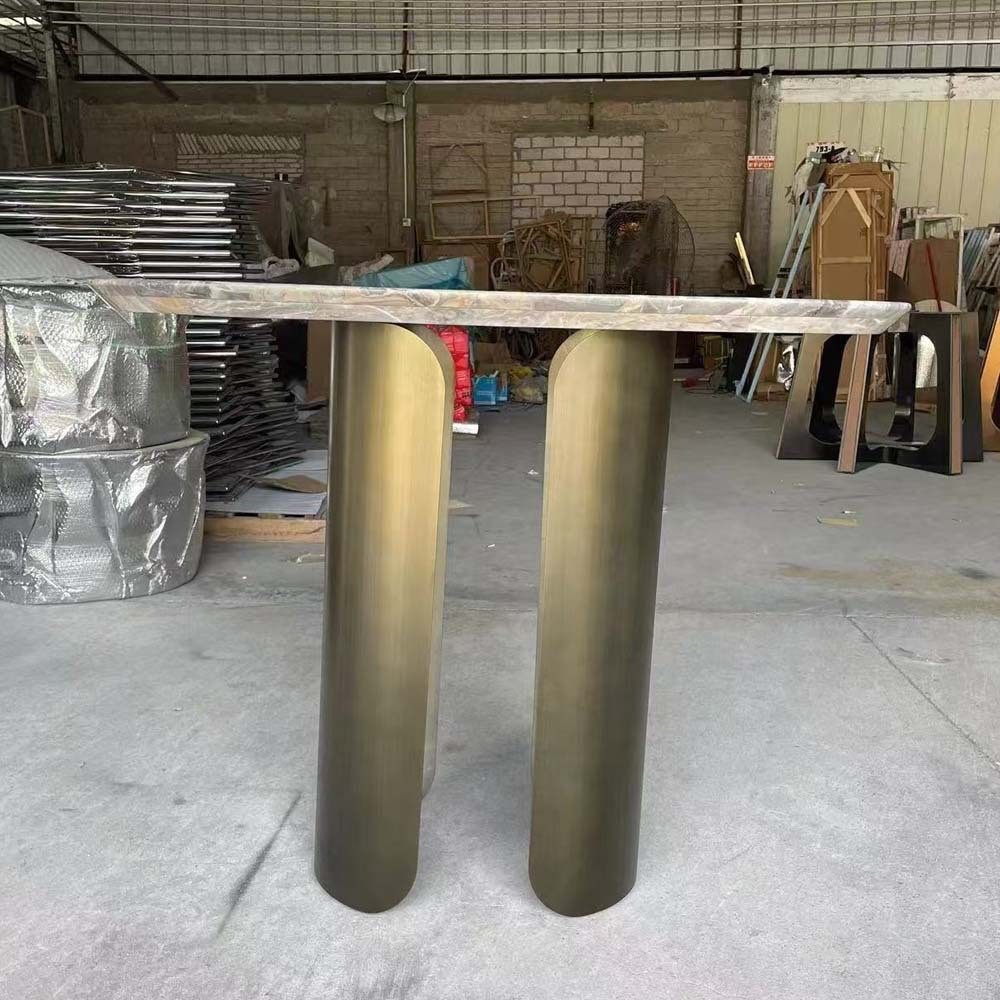 轻奢入户大理石玄关台靠墙条案置物架简约玄关桌子不锈钢控制台桌