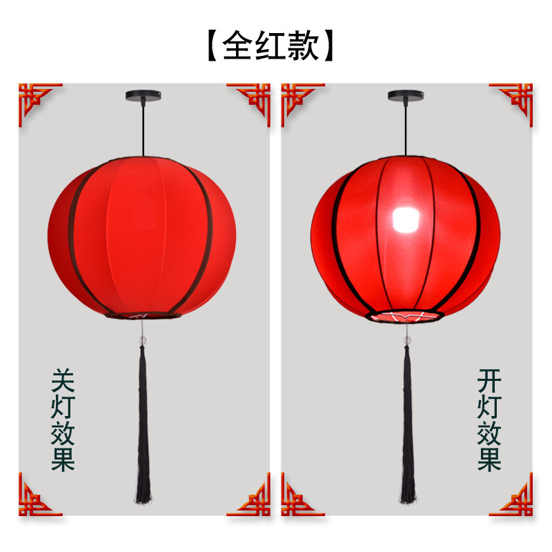 古典圆形布艺吊灯火锅店酒店茶楼开业特色手工绘画新款红灯笼