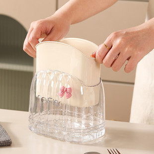 家用简约筷笼奶油风可沥水防霉筷子筒厨房收纳餐具筷子收纳盒塑料