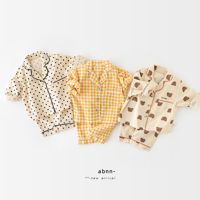 男女宝宝春秋睡衣套装婴幼儿童长袖开衫两件套家居服居家服潮