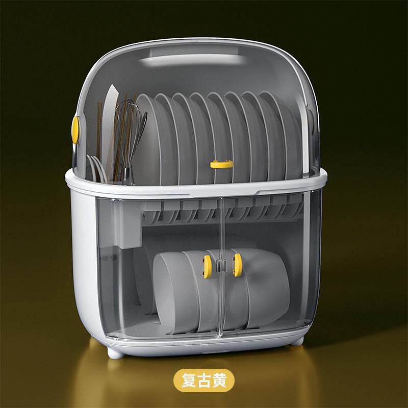 厨房碗碟碗盘收纳架装碗筷收纳箱沥水碗架家用放碗盒带盖碗柜