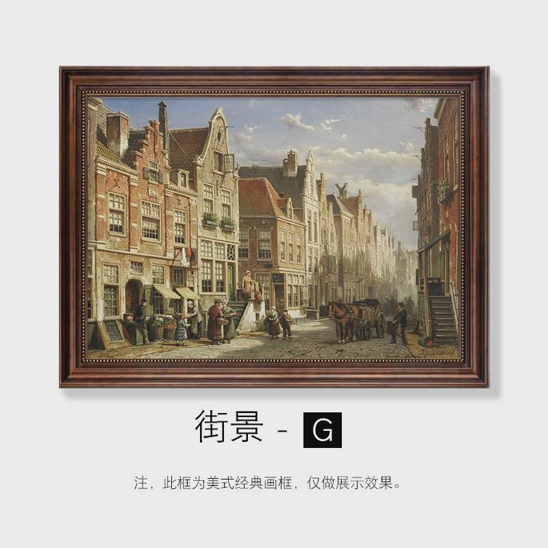 美式壁画挂画客厅墙面装饰建筑风格酒店玄关走廊客房装饰品定制