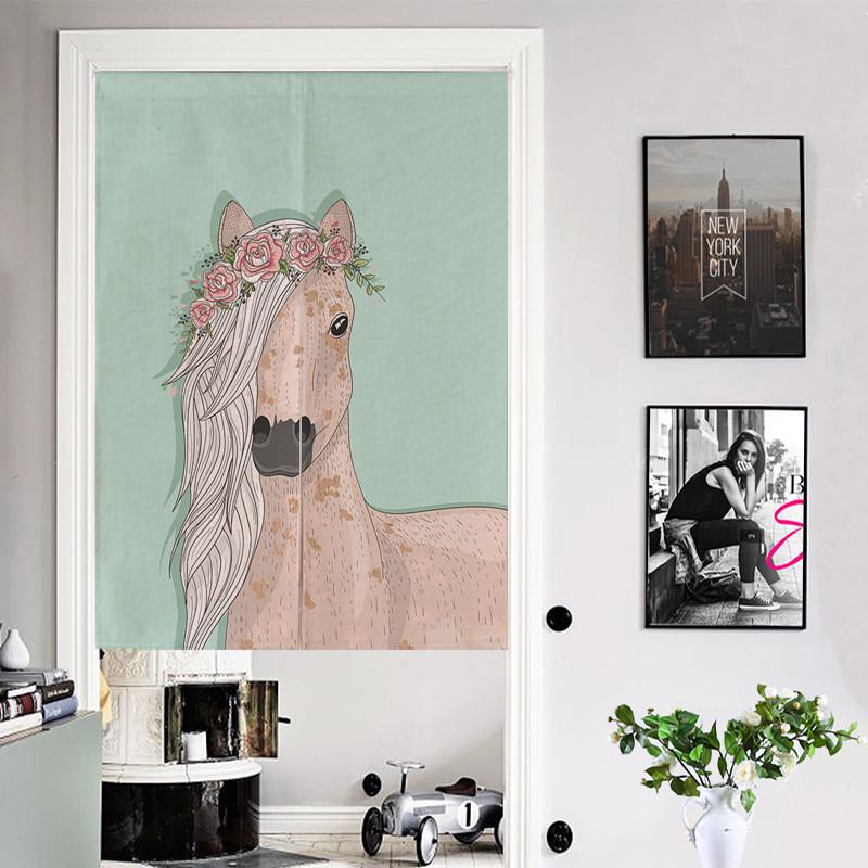 厂家直销工作室会所美容院隔断帘无损安装免打孔棉麻门帘布艺挂帘