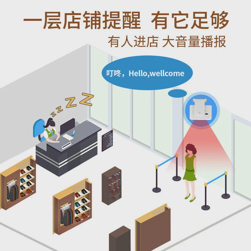 欢迎光临语音播报器提示器商铺顾客进门语音提醒红外人体感应语音