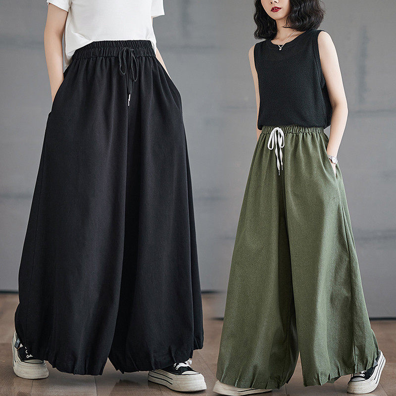 松紧腰纯色牛仔阔腿裤女宽松遮肉显瘦裙裤胖,女装/女士精品,大码裤装,淘宝优惠券,粉丝福利购,淘宝优惠卷