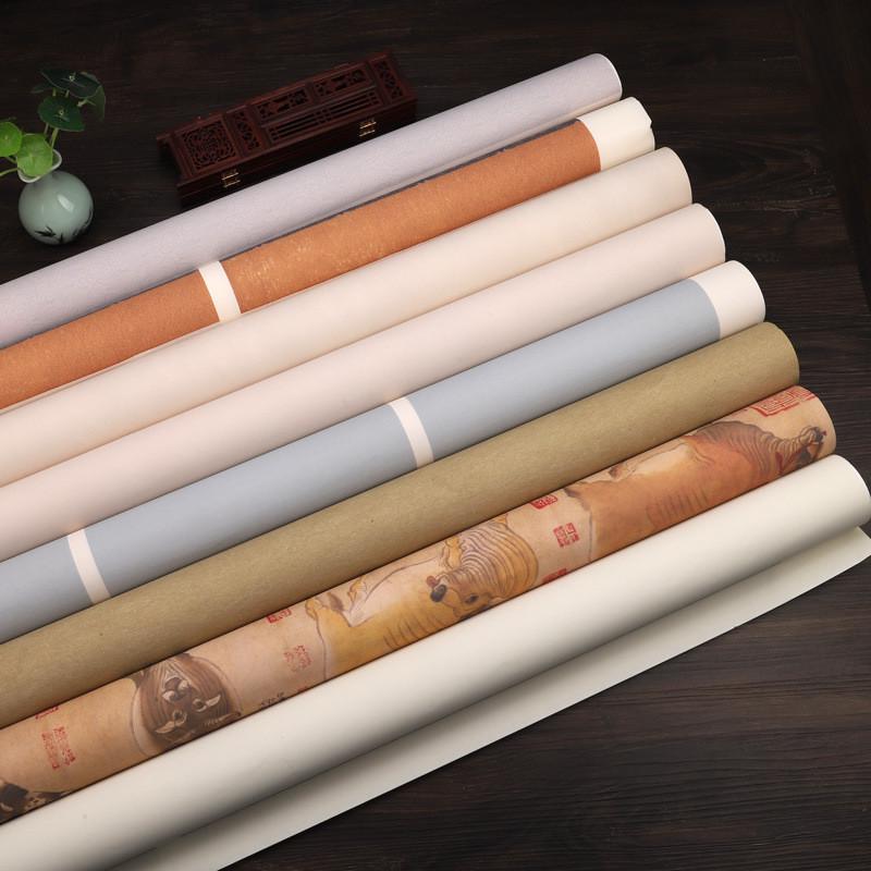 热销微喷蜡染八尺整张国展装裱喷墨半生熟书法专用作品宣纸书法作