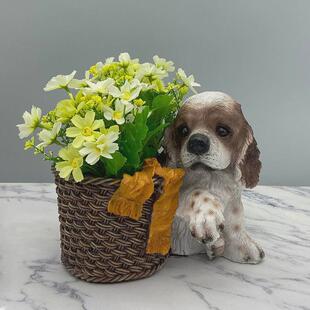 跨境多肉盆栽花盆树脂工艺品创意花园假山观景台艺术景观小狗盆栽