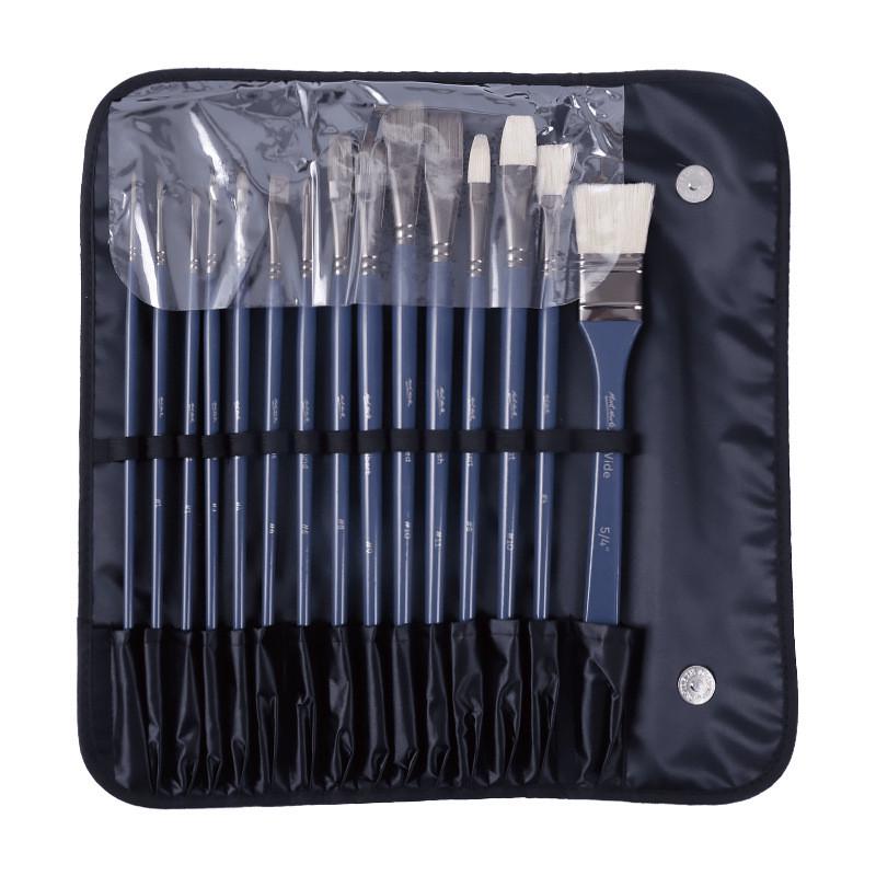 蒙玛特15支油画笔套套装丙烯油画笔带包水粉美术扇形画笔刷