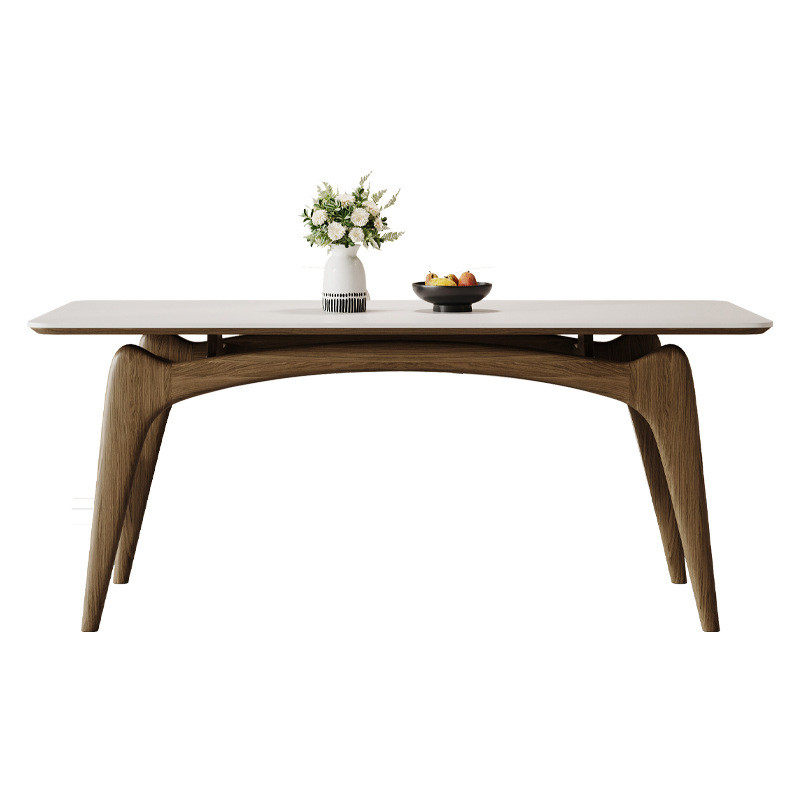 德利丰纯白色胡板实木餐桌长方形小户型现代中式岩桃色白蜡木饭桌