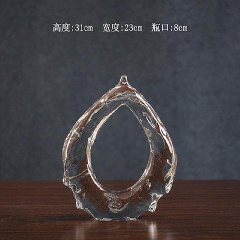 轻奢高档捷克花瓶摆件气泡水晶客厅插花创意玻璃网红透明餐桌花瓶